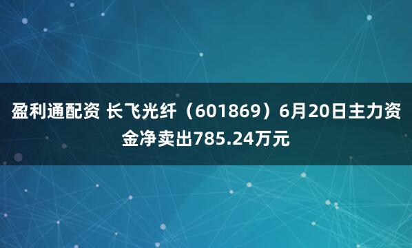 盈利通配资 长飞光纤（601869）6月20日主力资金净卖出785.24万元
